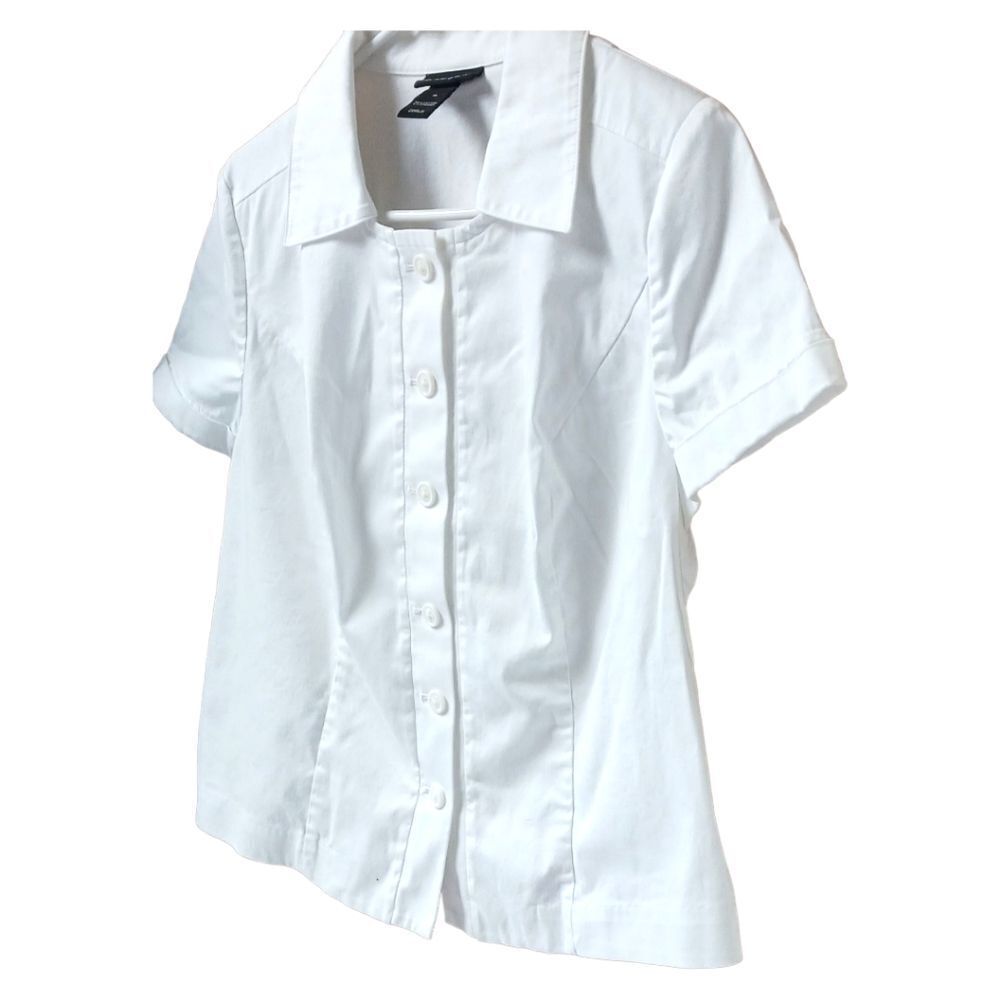 NWOT LANEโBRYANT Plus Size White Short Sleeve dressโShirt. - Picture 5 of 9